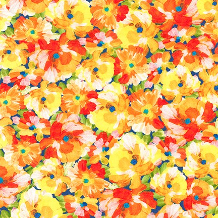 Robert Kaufman Fabrics: SRKD-20552-130 SUNSHINE from Painterly Petals Lawns