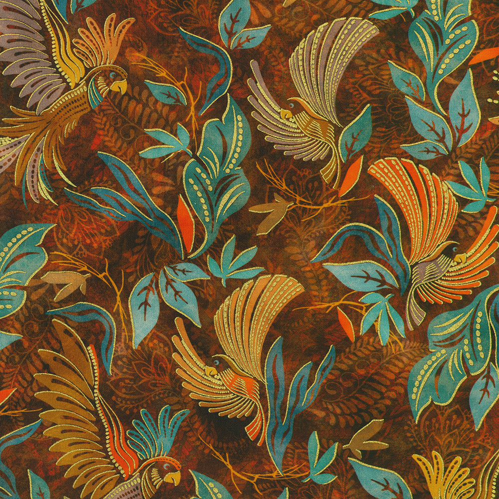 Golden Feathers fabric