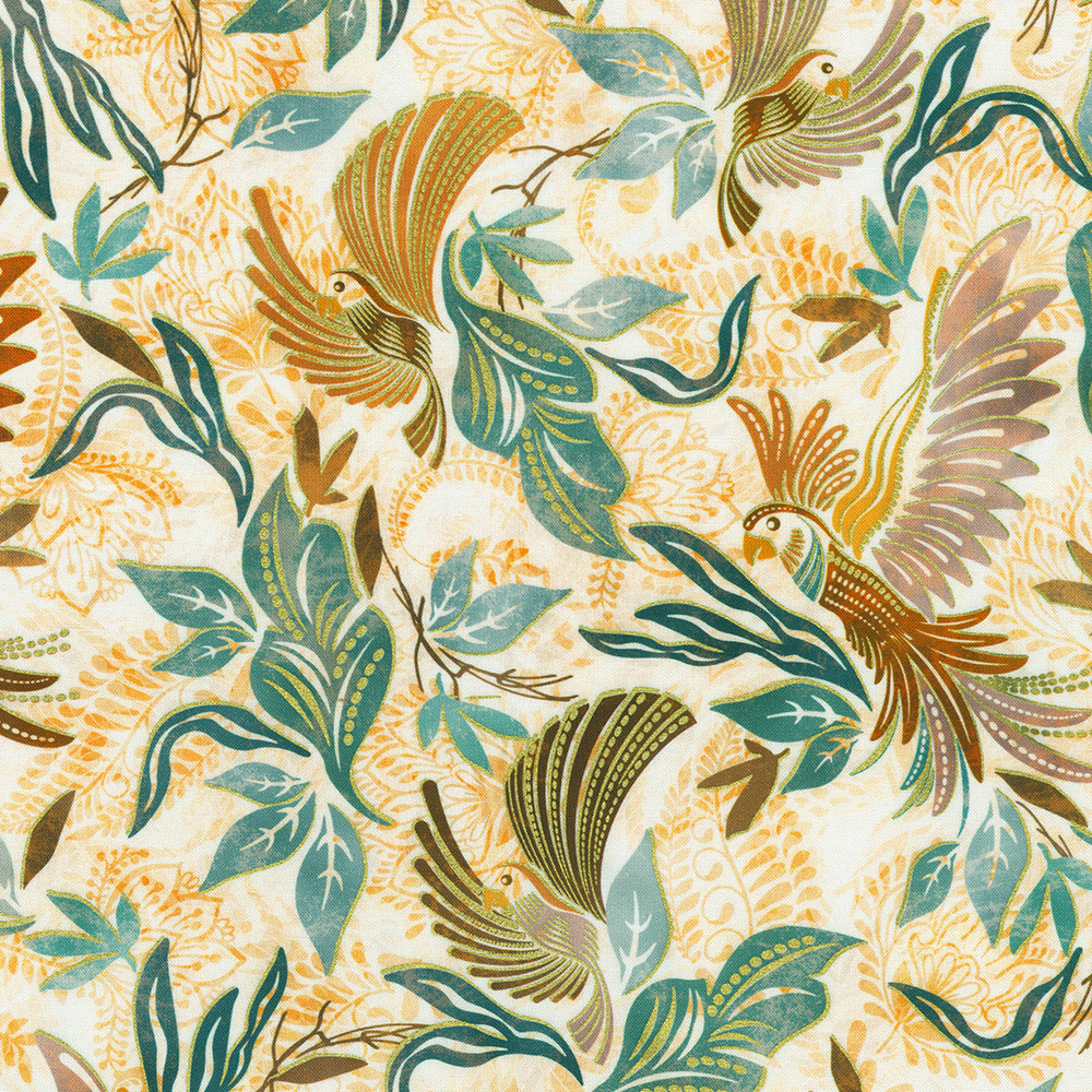 Golden Feathers fabric