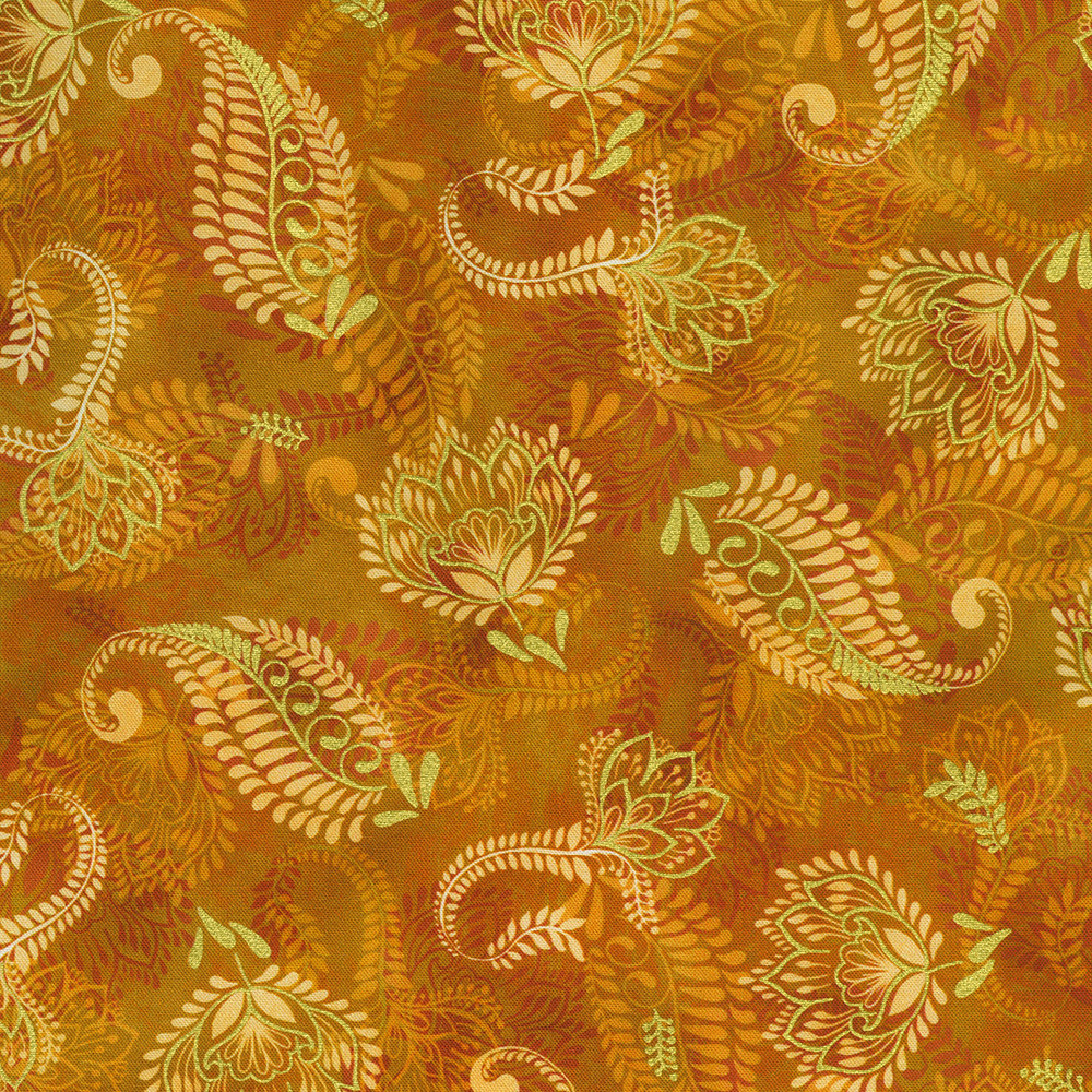 Golden Feathers fabric