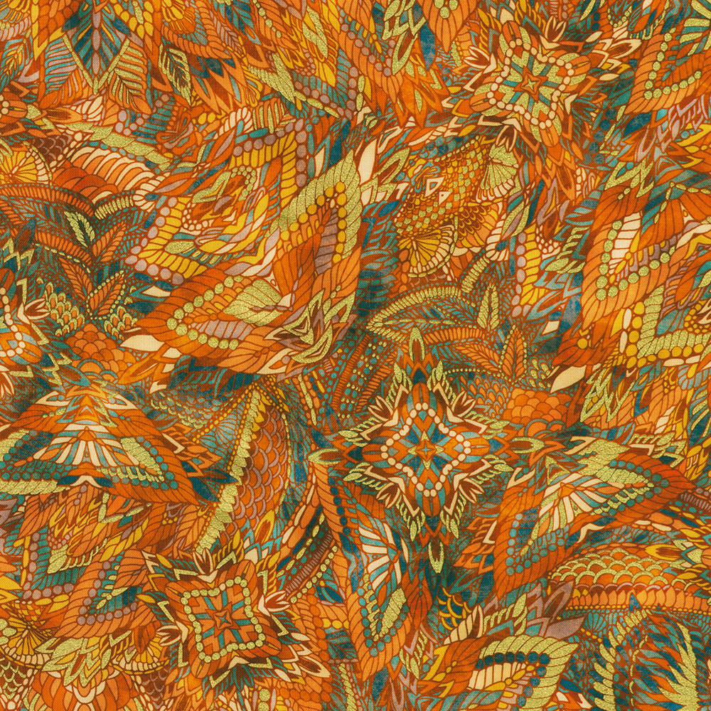 Golden Feathers fabric