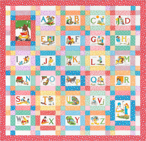 Easy Fabric Panel Quilt Kit Vintage Look Animal Alphabet Baby Quilt