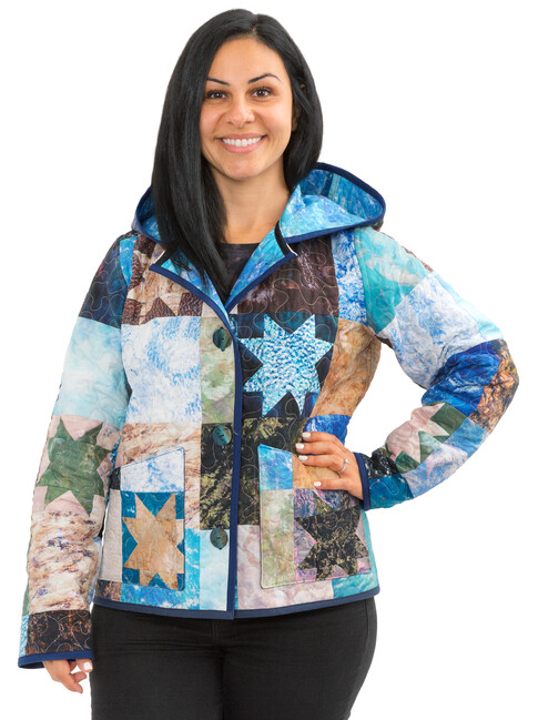 Hooded coated canvas-jacquard ski jacket