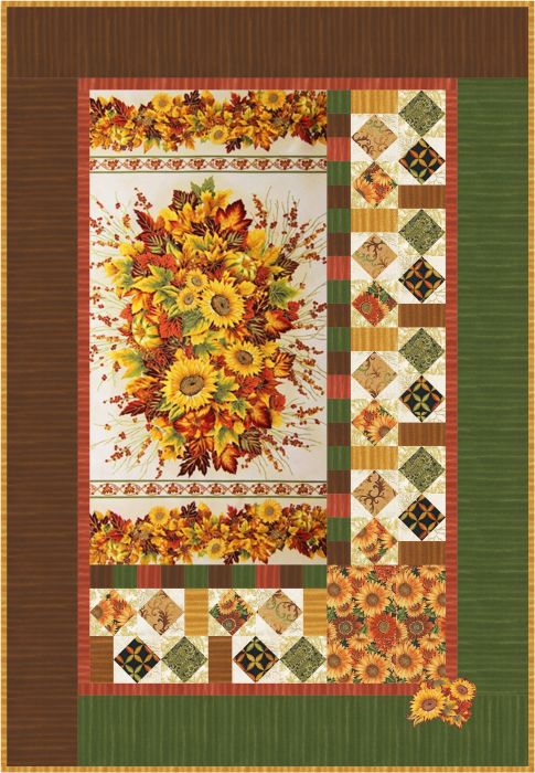  Sunflowers Safari Fabric Panel, Quilting Panel, Baby