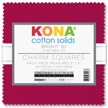 Robert Kaufman Kona Cotton Bright 101 Palette Charm Square 101 5-Inch Squares Charm Pack