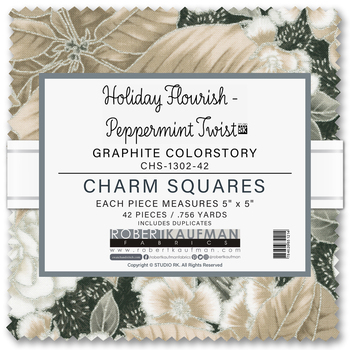 Holiday Flourish-Peppermint Twist by Studio RK - Graphite Colorstory Charm Squares