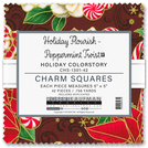 Pattern Holiday Flourish-Peppermint Twist by Studio RK - Holiday Colorstory Charm Squares 